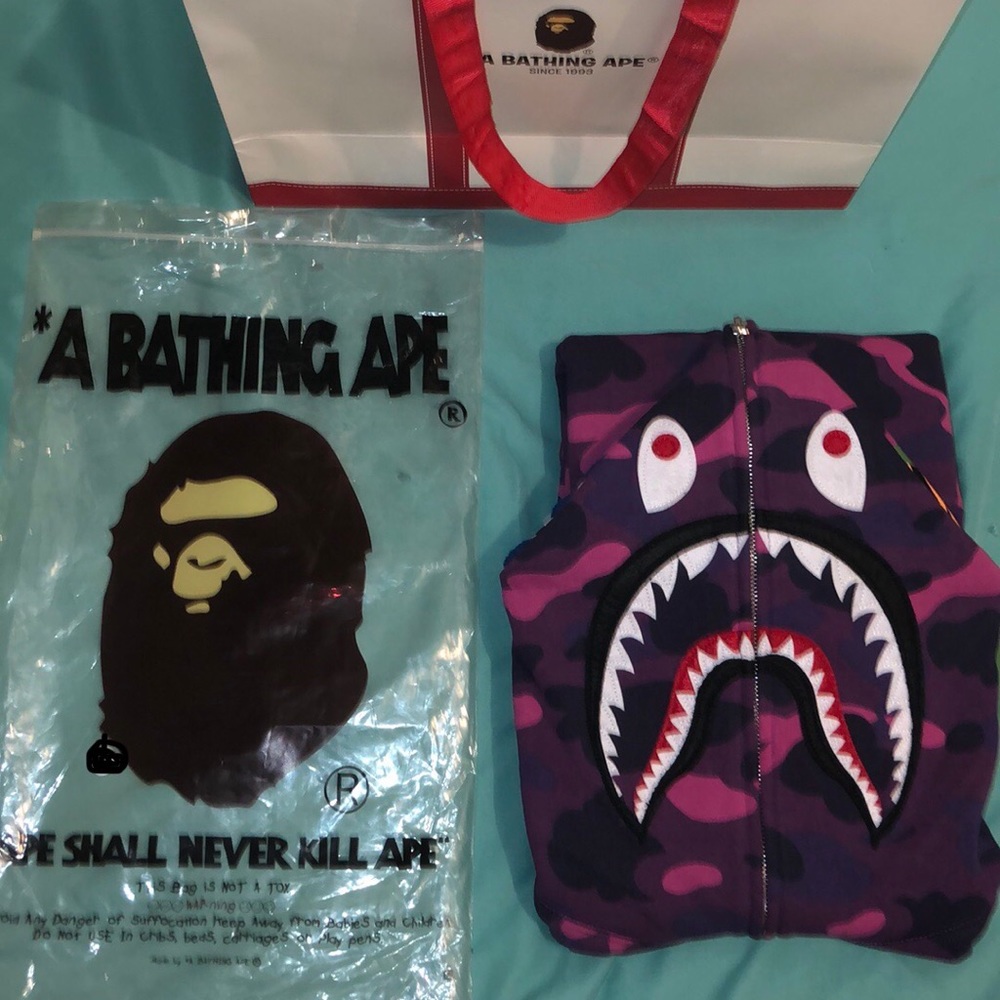 COPY - Bape Color Camo Shark Full Zip Hoodie Purp…